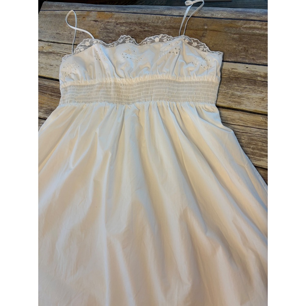 Zara White Eyelet NWT Lace Empire Waist Maxi Dress XL Boho Ethereal Romantic - Picture 3 of 6